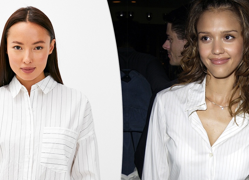 Как носить простую рубашку так же соблазнительно как Джессика Альба в нулевых