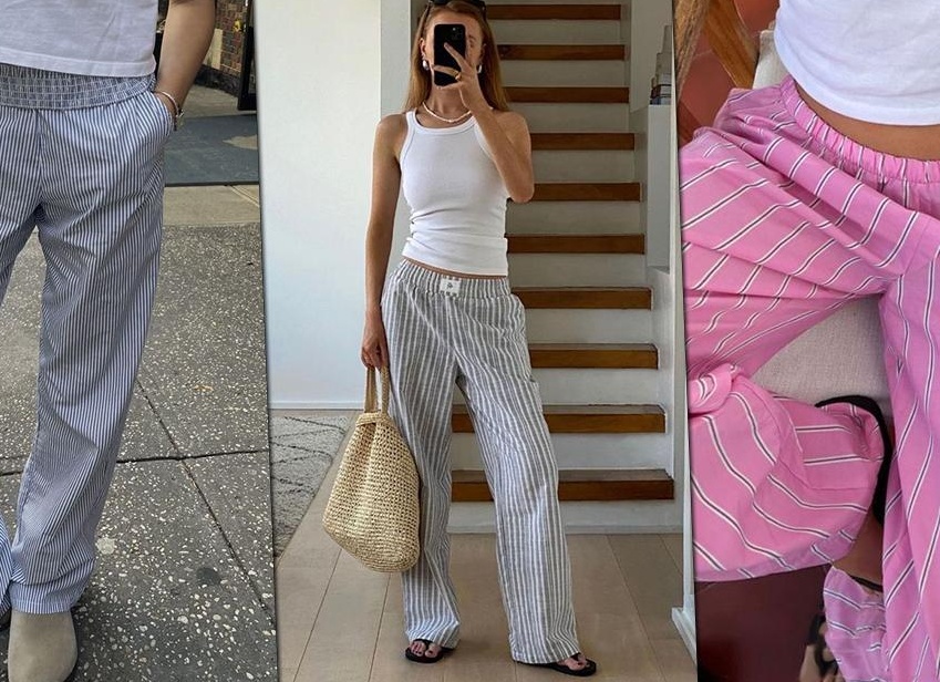 Пижамные брюки в полоску которые носят все модные девушки с чем их сочетать